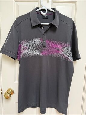 Galvin Green sz XL Comfort Technology gray golf polo abstract white purple pink